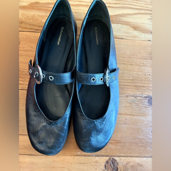 Reformation Shoes - Reformation Black Leather Mary Jane Flats